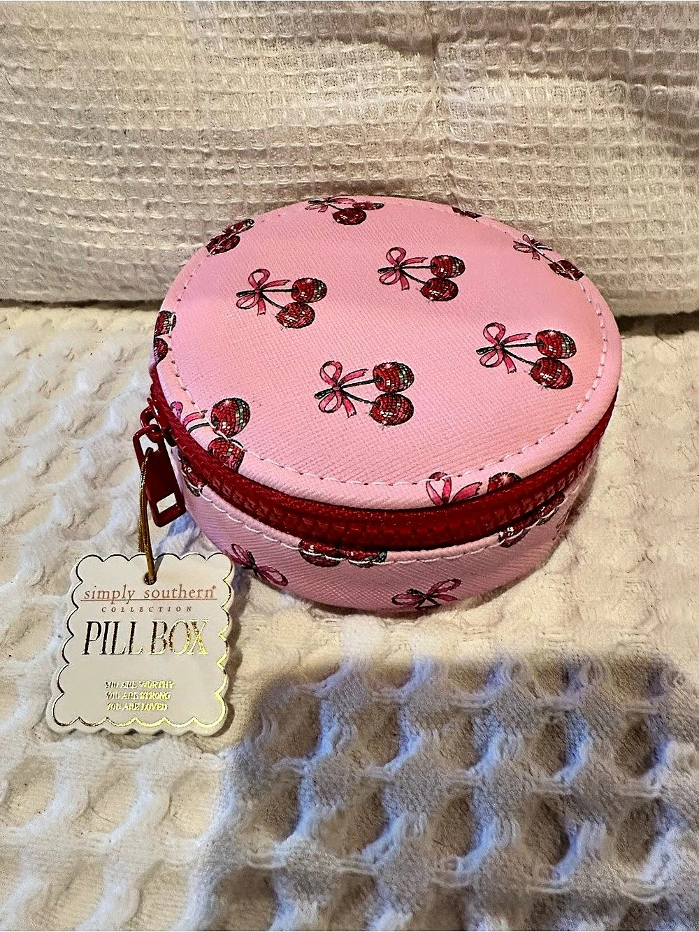 NWT - Simply Southern Pill Box Cherry Print in Pink
